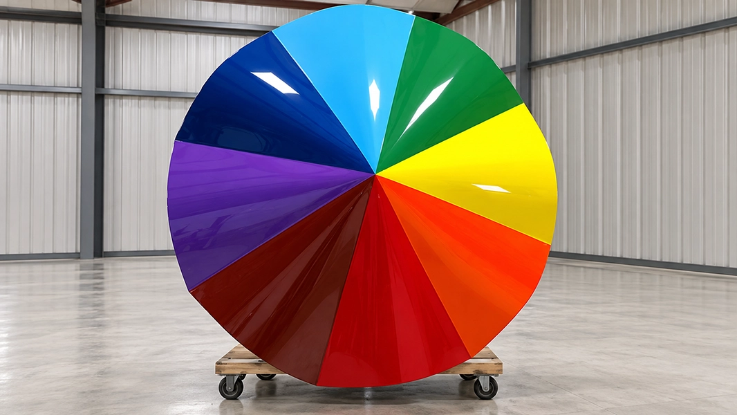 Custom colored fiberglass picnic table and matching umbrella
